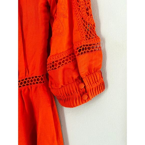 Hunter Bell Rowe Cherry Red Midi Maxi Crochet Cut Out Linen Dress Tuckernuck - Picture 11 of 14